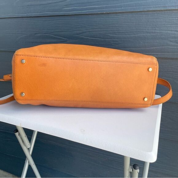 KATE SPADE Tan Leather Chrystie Street Leila Boston Turnlock Satchel Tote Knott - Picture 7 of 10